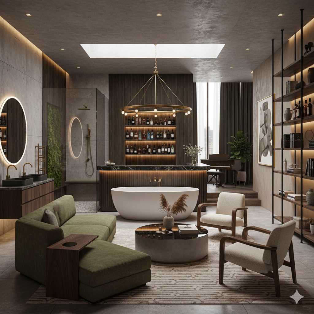 Contemporary lounge and bar interior